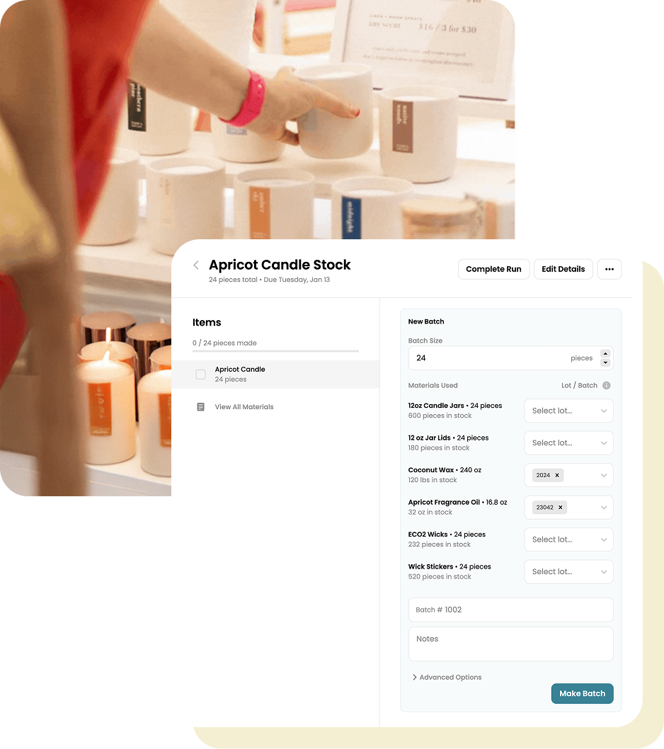 Manage Production for Candle Business